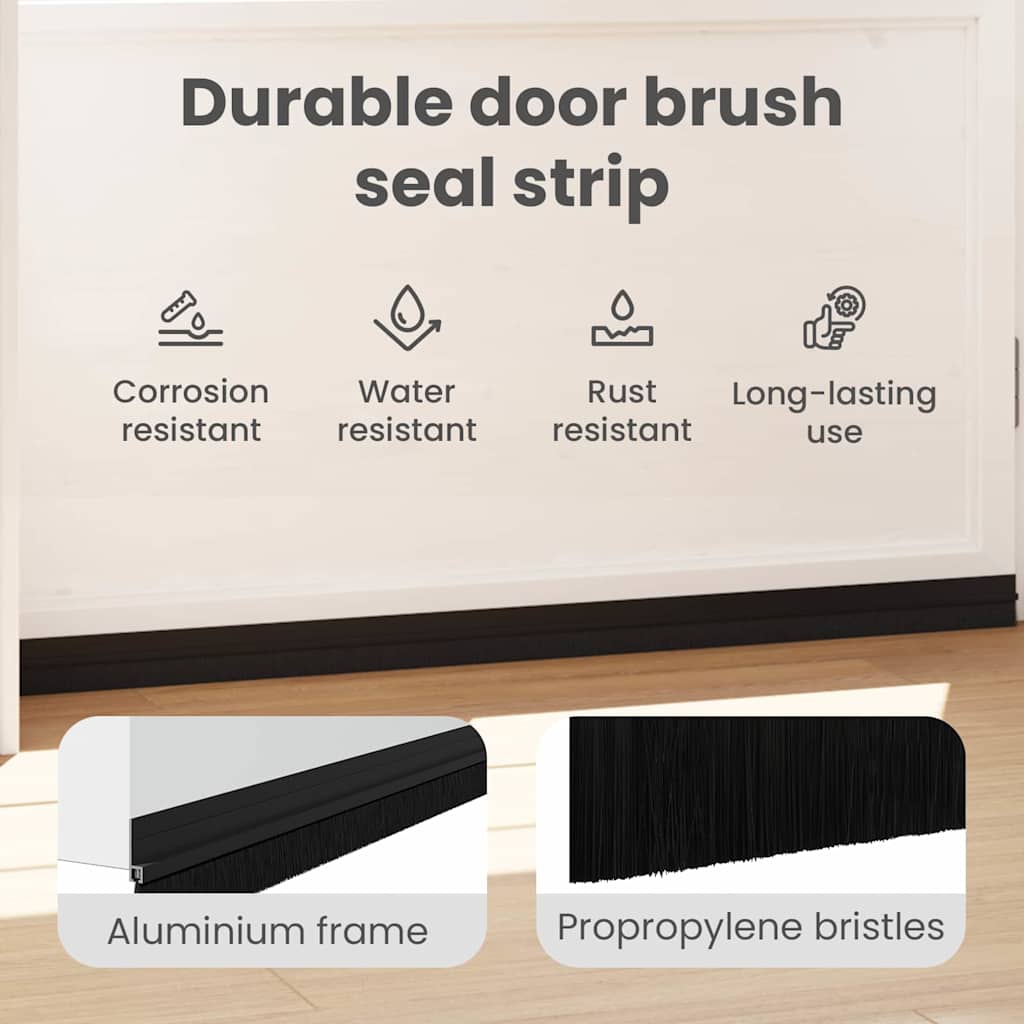 Self-adhesive Door Brush Seals 12 pcs Black 100 cm