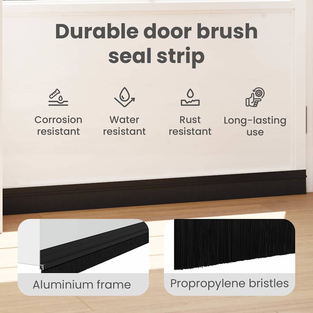 Self-adhesive Door Brush Seals 12 pcs Black 100 cm