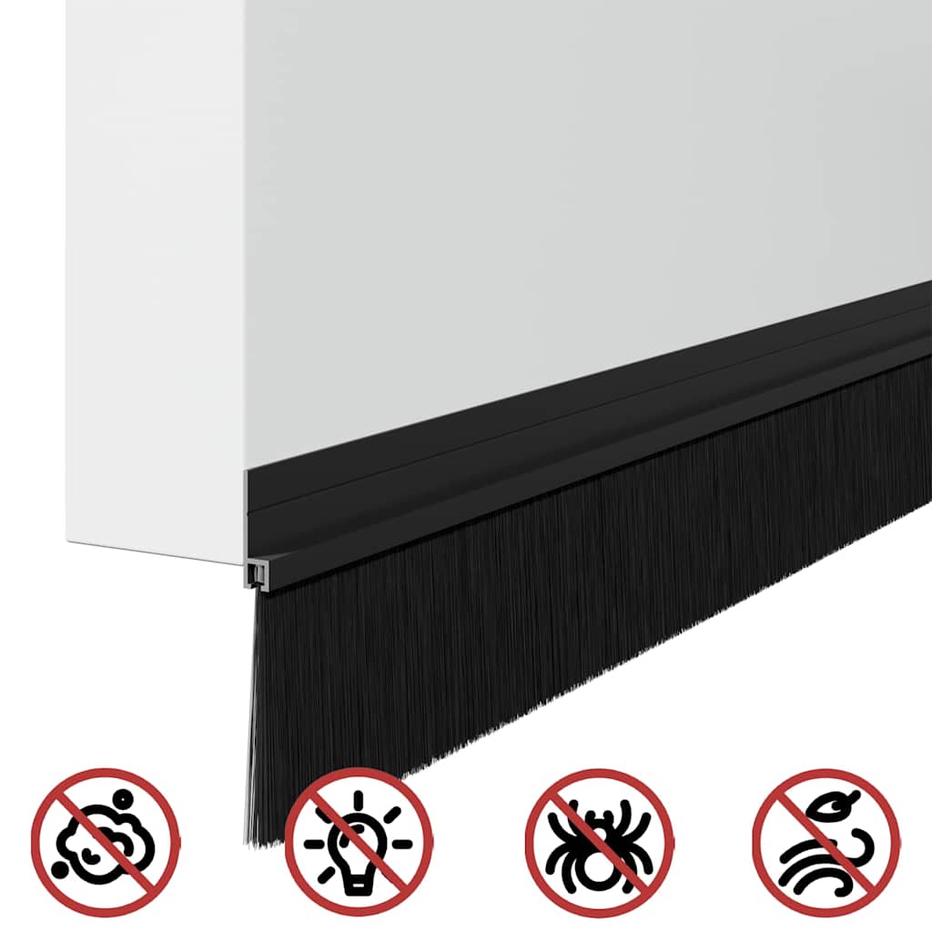 Self-adhesive Door Brush Seals 12 pcs Black 100 cm