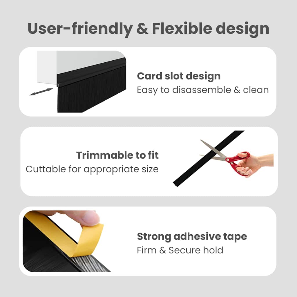 Self-adhesive Door Brush Seals 12 pcs Black 100 cm