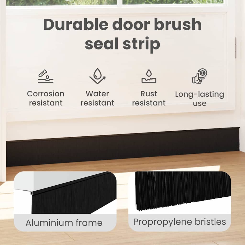 Self-adhesive Door Brush Seals 2 pcs Black 100 cm