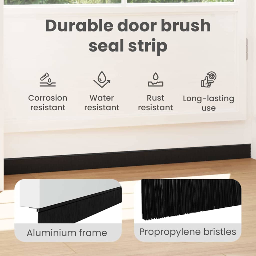 Self-adhesive Door Brush Seals 6 pcs Black 100 cm