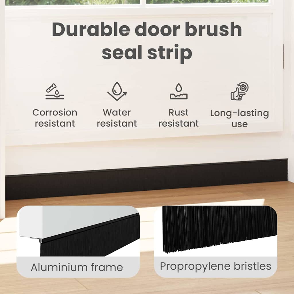 Self-adhesive Door Brush Seals 6 pcs Black 100 cm