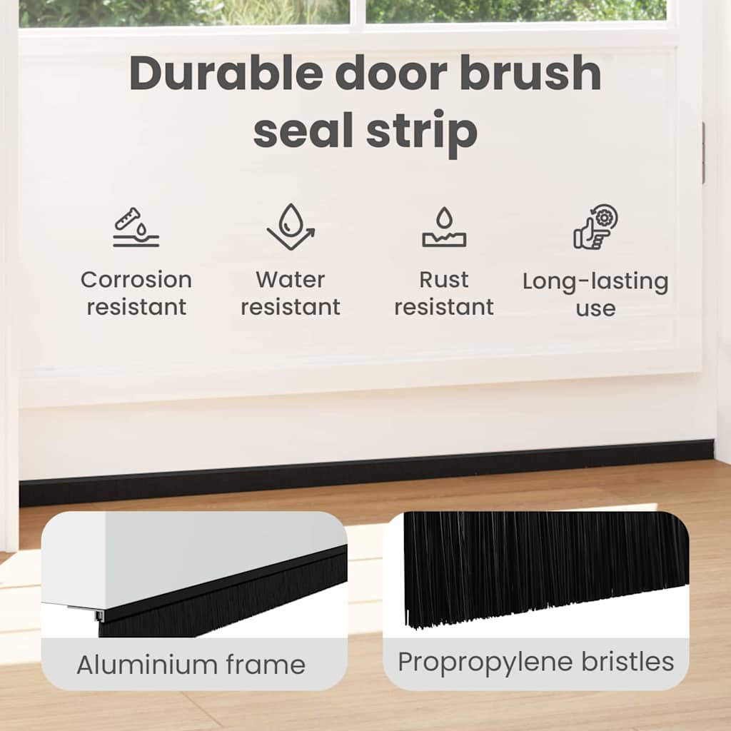 Self-adhesive Door Brush Seals 12 pcs Black 100 cm