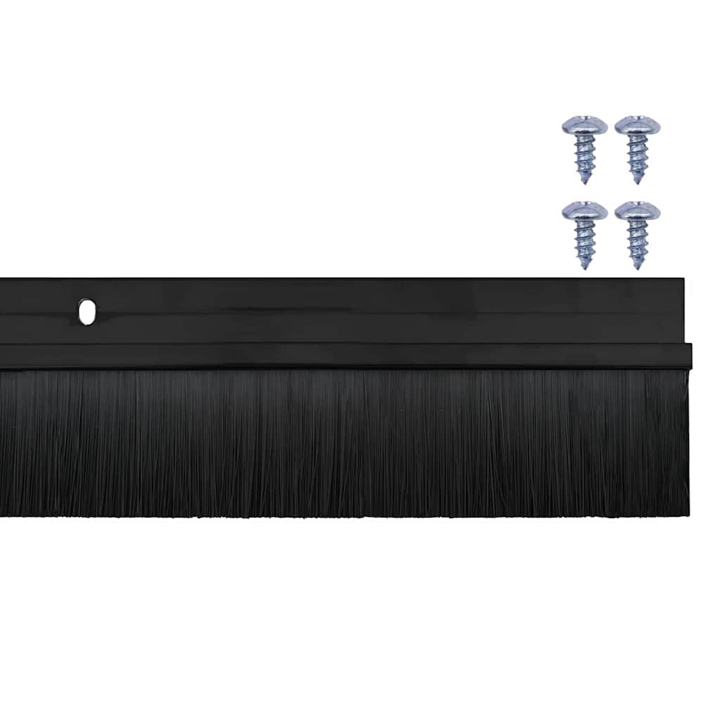 Screw-on Door Brush Seals 12 pcs Black 100 cm Aluminium Alloy