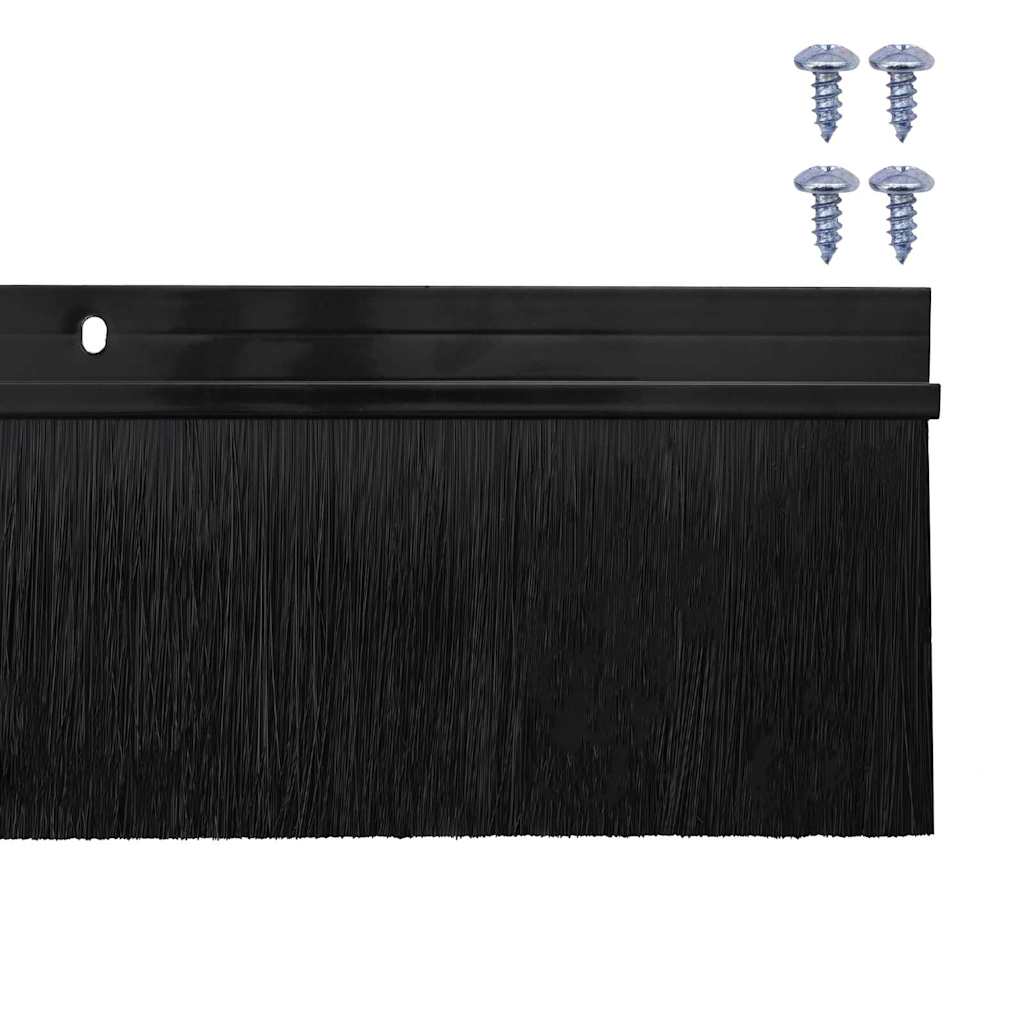 Screw-on Door Brush Seals 12 pcs Black 100 cm Aluminium Alloy