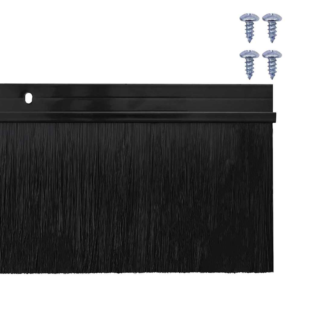 Screw-on Door Brush Seals 12 pcs Black 100 cm Aluminium Alloy
