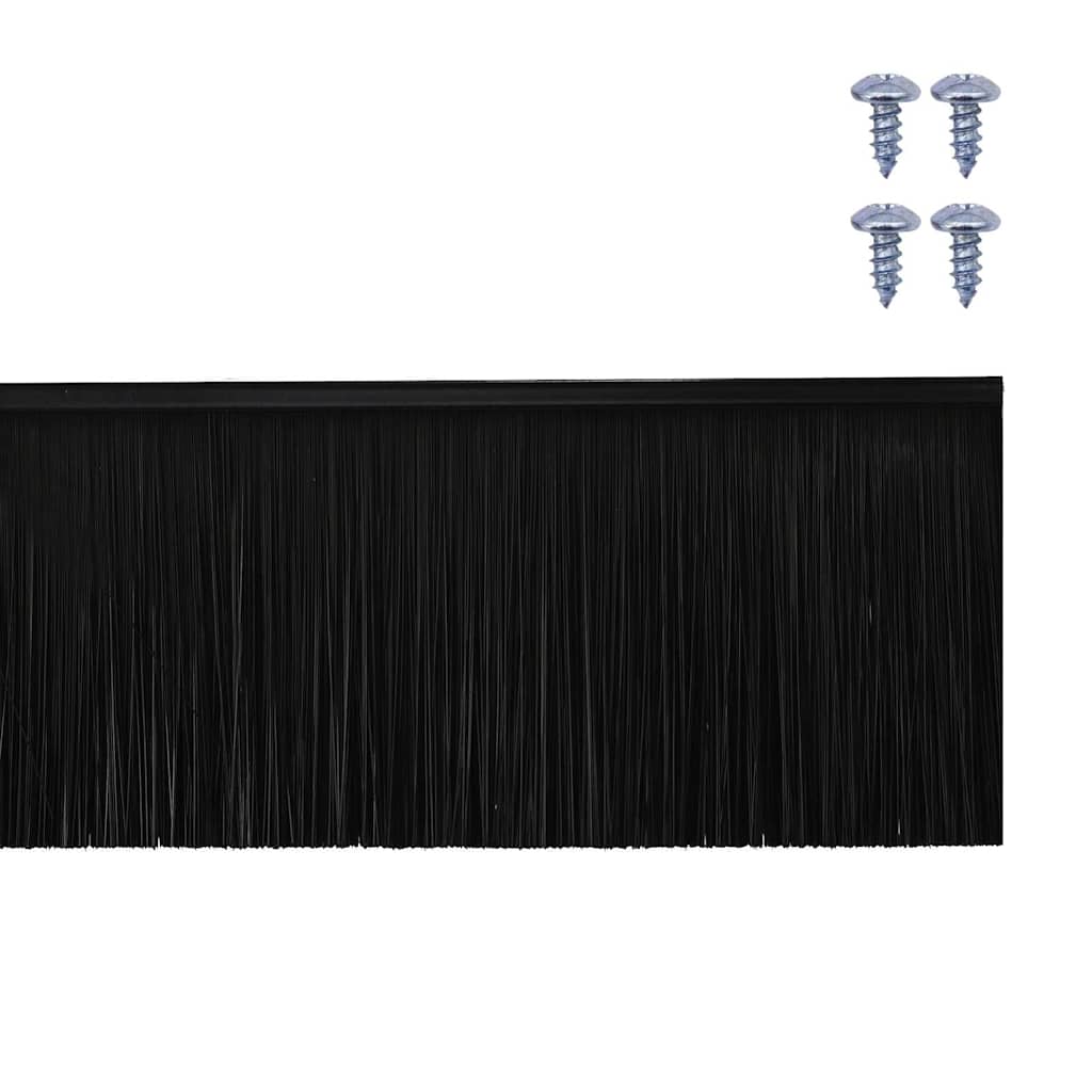 Screw-on Door Brush Seals 2 pcs Black 100 cm Aluminium Alloy