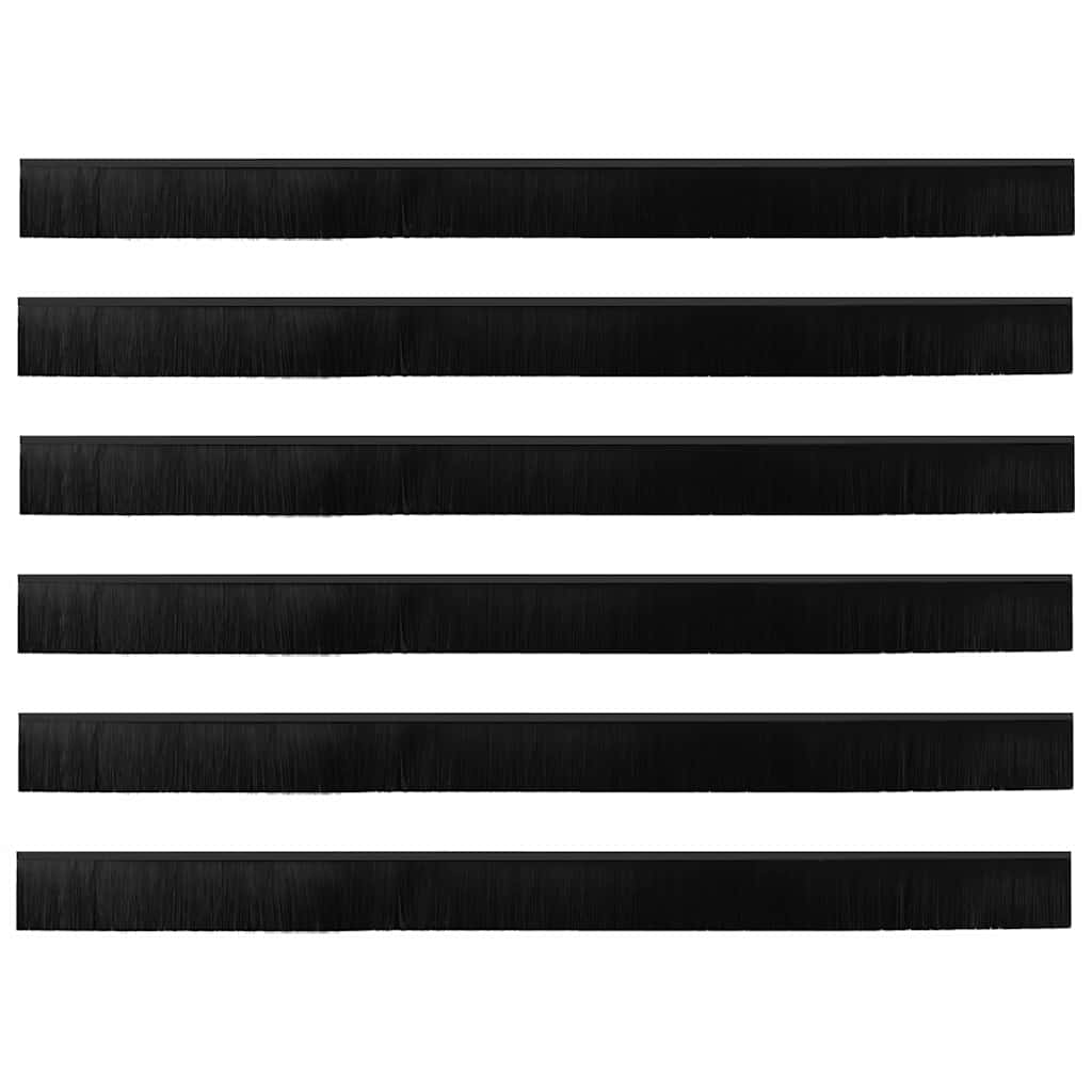 Screw-on Door Brush Seals 6 pcs Black 100 cm Aluminium Alloy