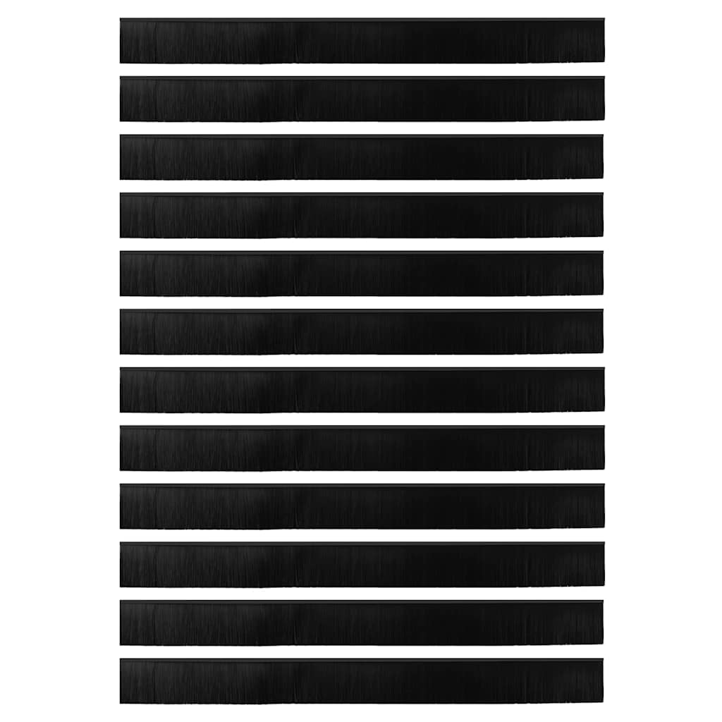 Screw-on Door Brush Seals 12 pcs Black 100 cm Aluminium Alloy