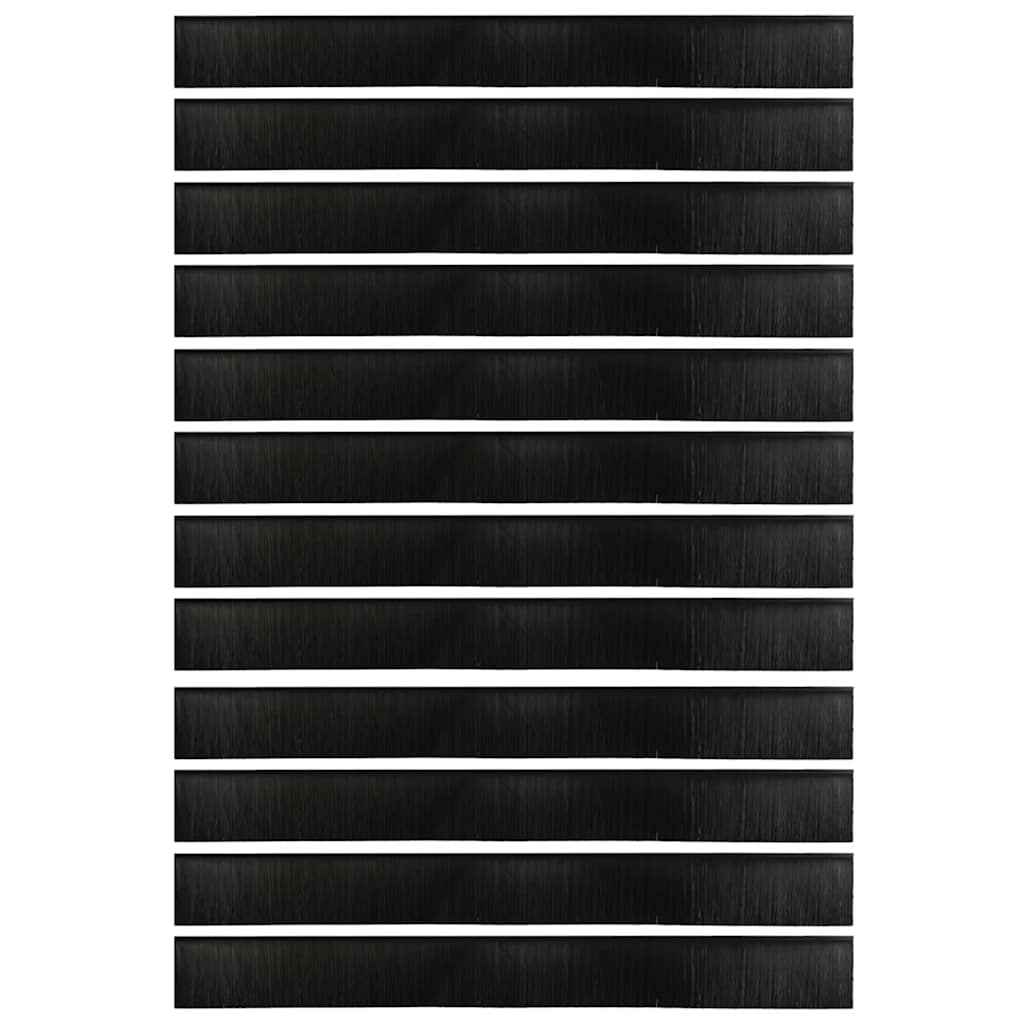 Screw-on Door Brush Seals 12 pcs Black 100 cm Aluminium Alloy
