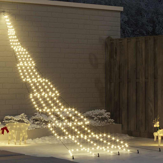 LED Christmas Tree with Ground Spikes Warm White 511 cm Metal