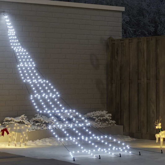 LED Christmas Tree with Ground Spikes Cool White 511 cm Metal