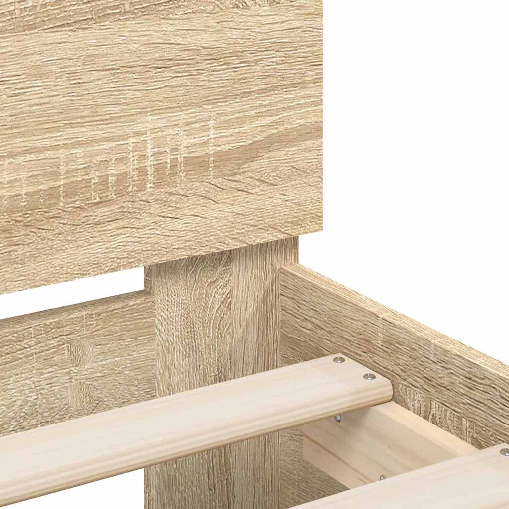 Bed Frame with LED Sonoma 137 x 190 cm Engineered Wood