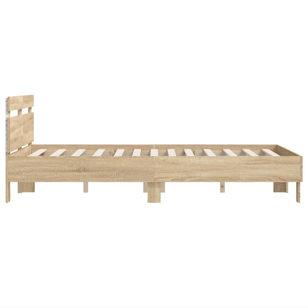 Bed Frame with LED Sonoma 137 x 190 cm Engineered Wood