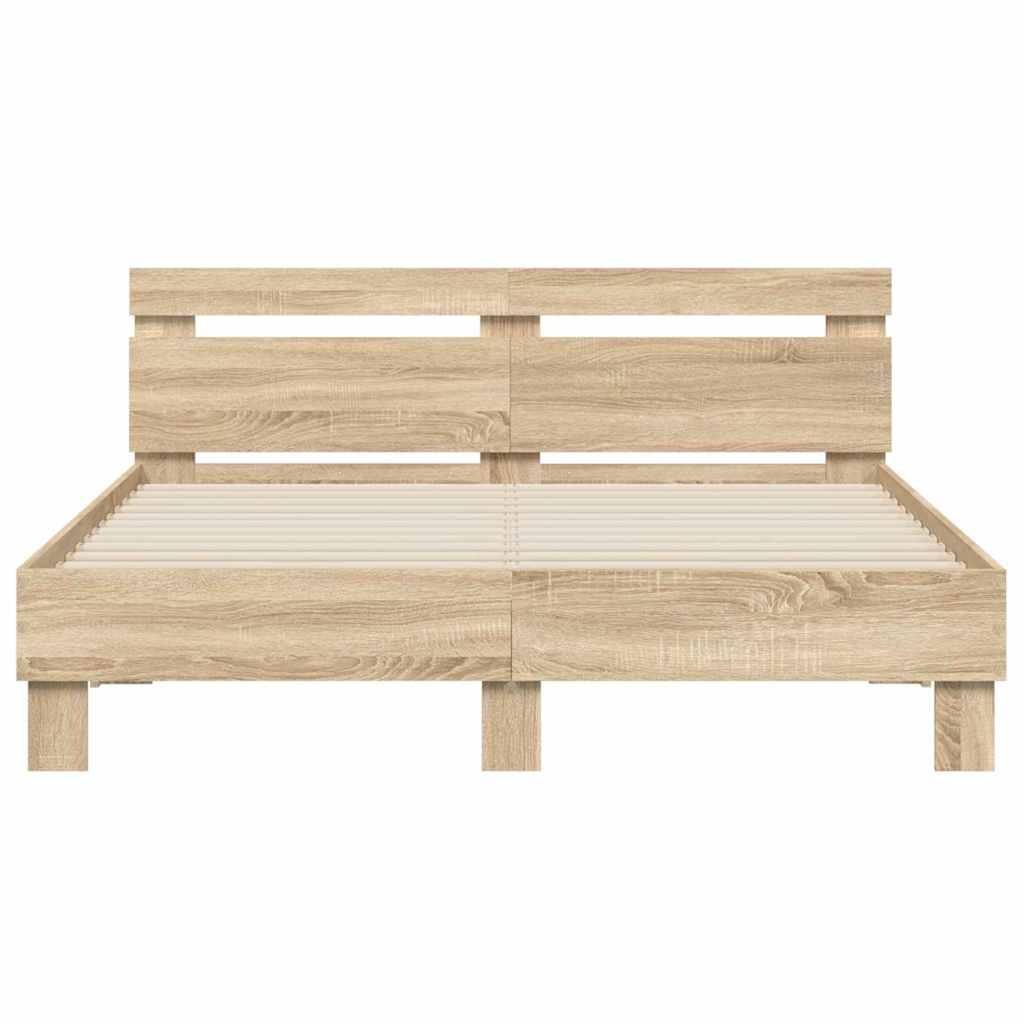 Bed Frame with LED Sonoma 152 x 203 cm Engineered Wood