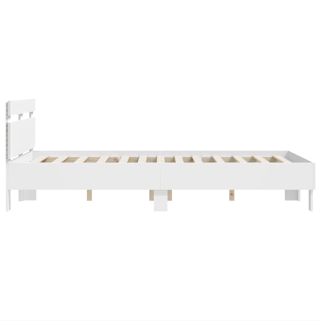 Bed Frame with LED White 137 x 190 cm Engineered Wood