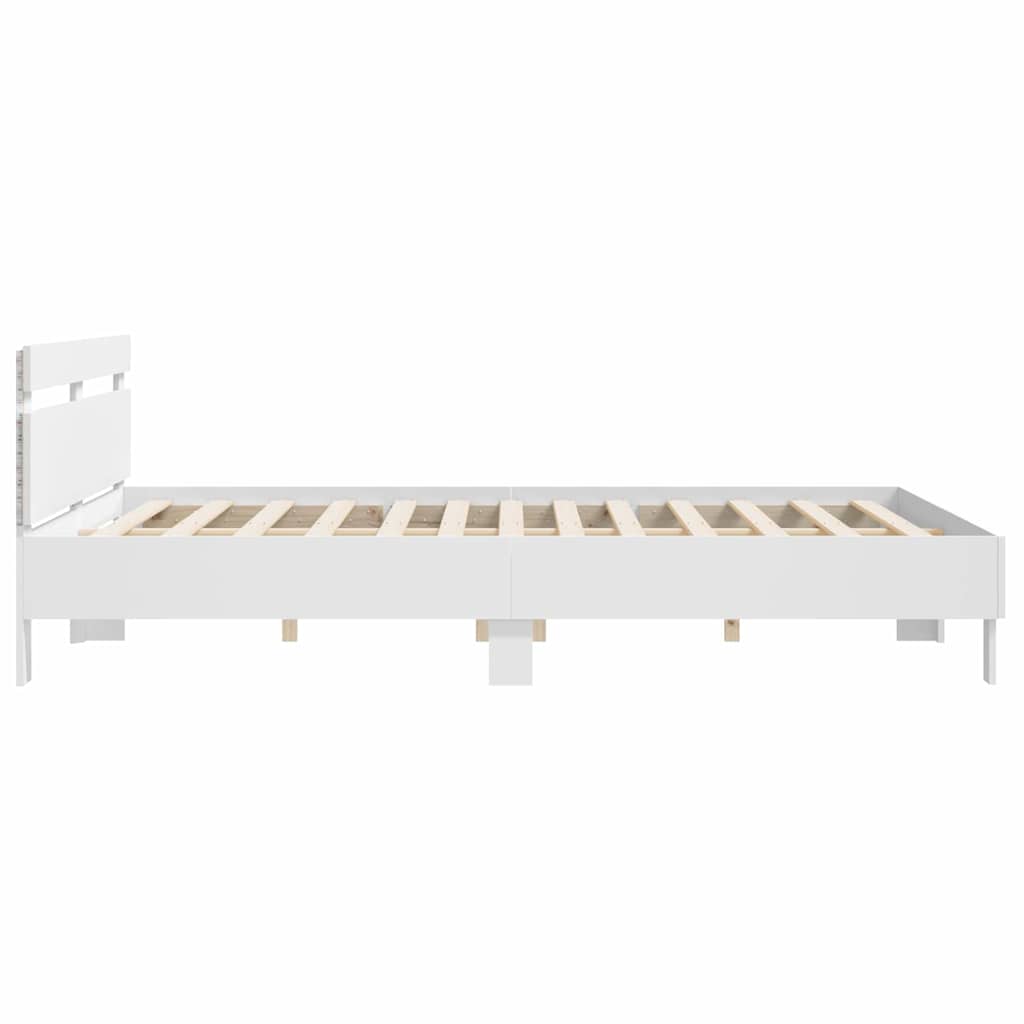 Bed Frame with LED White 193 x 203 cm Engineered Wood