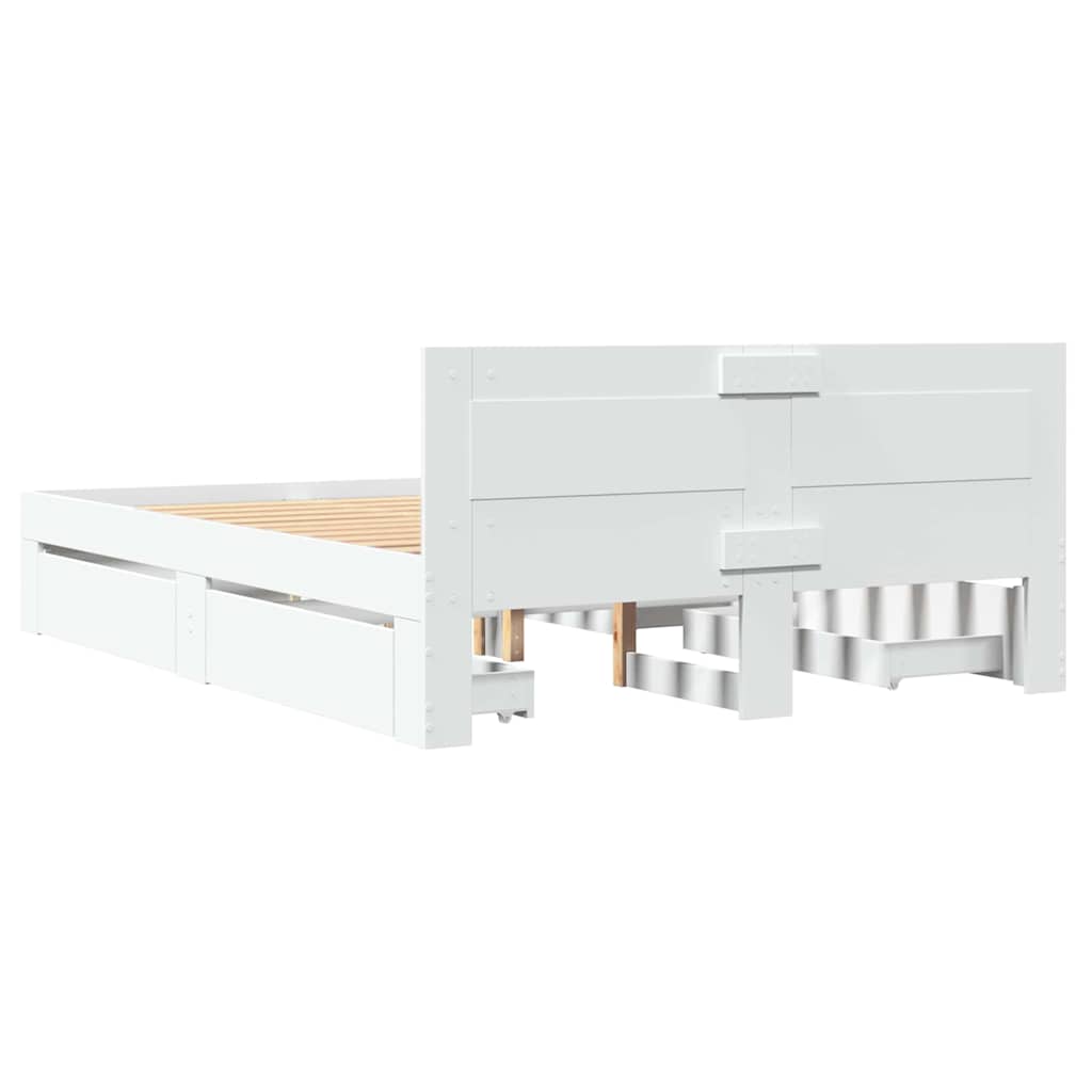 Bed Frame with Drawer 2 pcs White 137 x 188 cm Engineered Wood