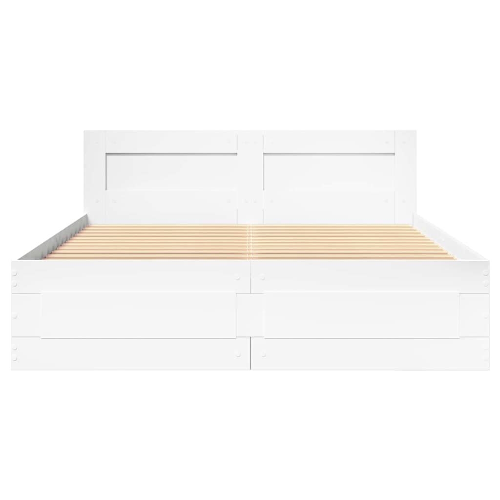 Bed Frame with Drawer 2 pcs White 137 x 188 cm Engineered Wood