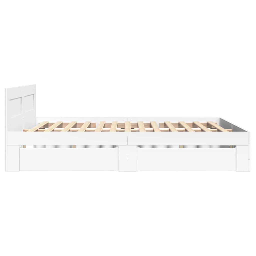 Bed Frame with Drawer 2 pcs White 137 x 188 cm Engineered Wood