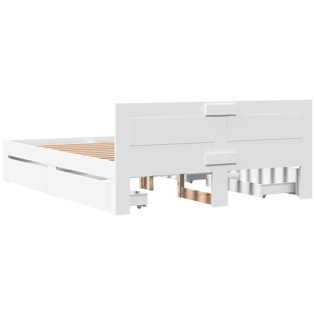 Bed Frame with Drawer 2 pcs White 150 x 200 cm Engineered Wood