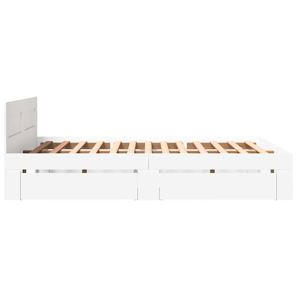 Bed Frame with Drawer 2 pcs White 150 x 200 cm Engineered Wood