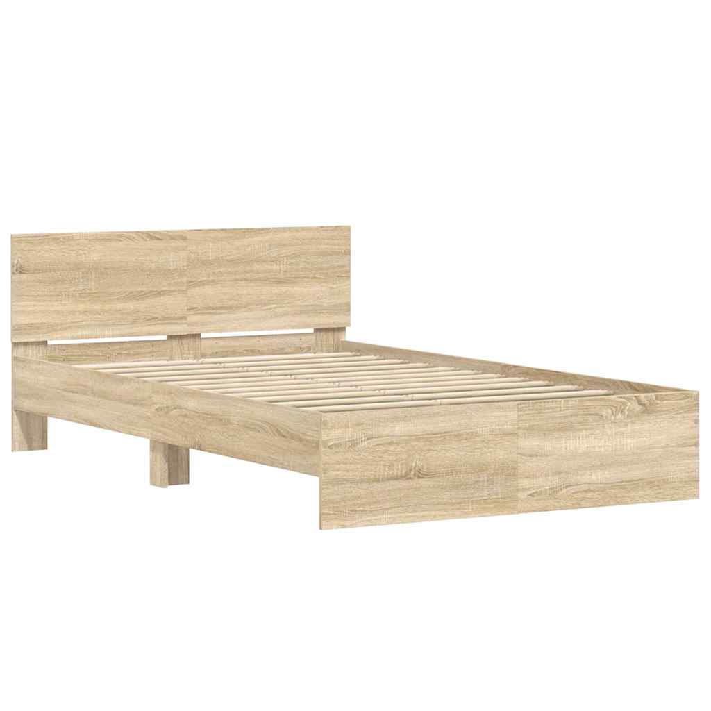 Bed Frame with Headboard Sonoma 137 x 190 cm Engineered Wood