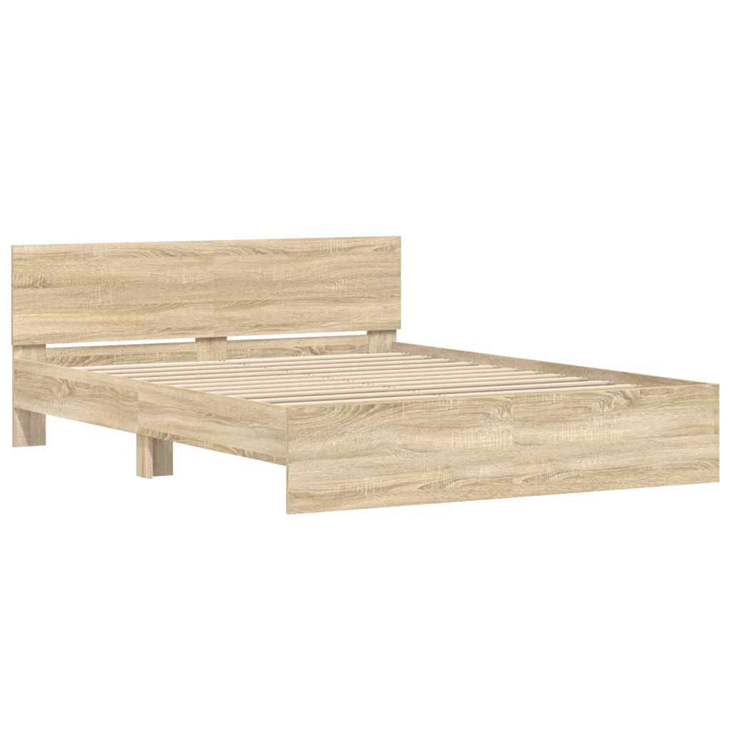 Bed Frame with Headboard Sonoma 152 x 203 cm Engineered Wood