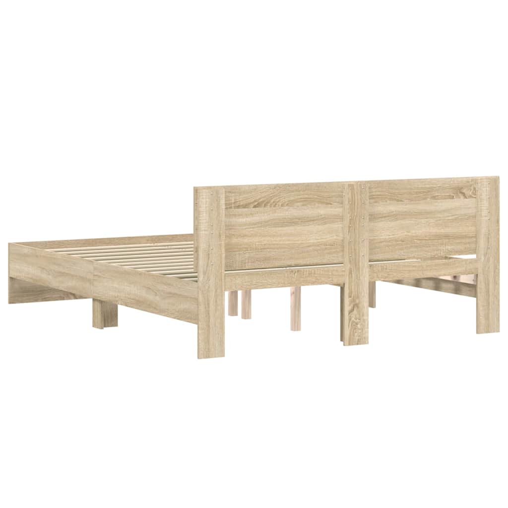 Bed Frame with Headboard Sonoma 152 x 203 cm Engineered Wood