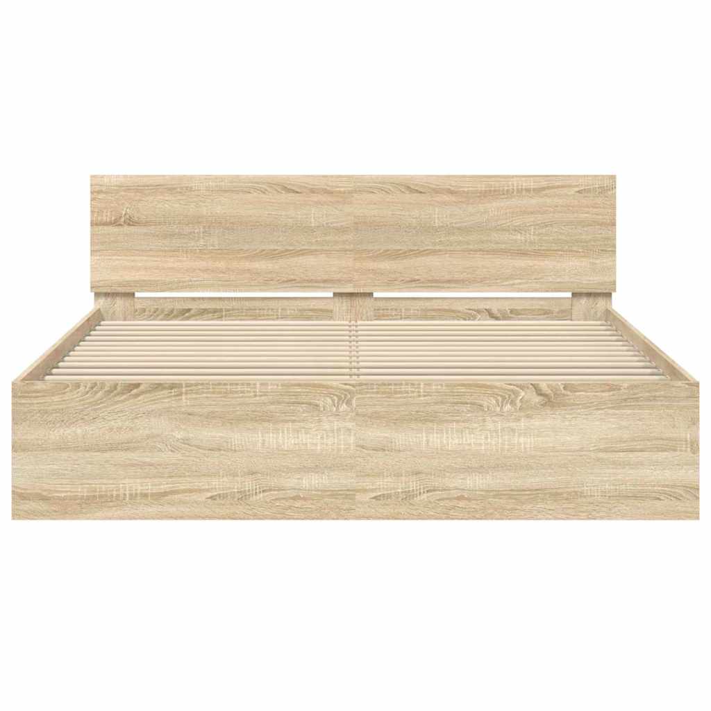 Bed Frame with Headboard Sonoma 152 x 203 cm Engineered Wood