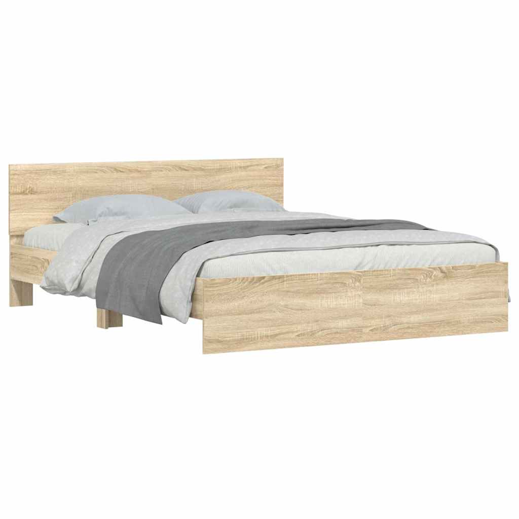 Bed Frame with Headboard Sonoma 152 x 203 cm Engineered Wood