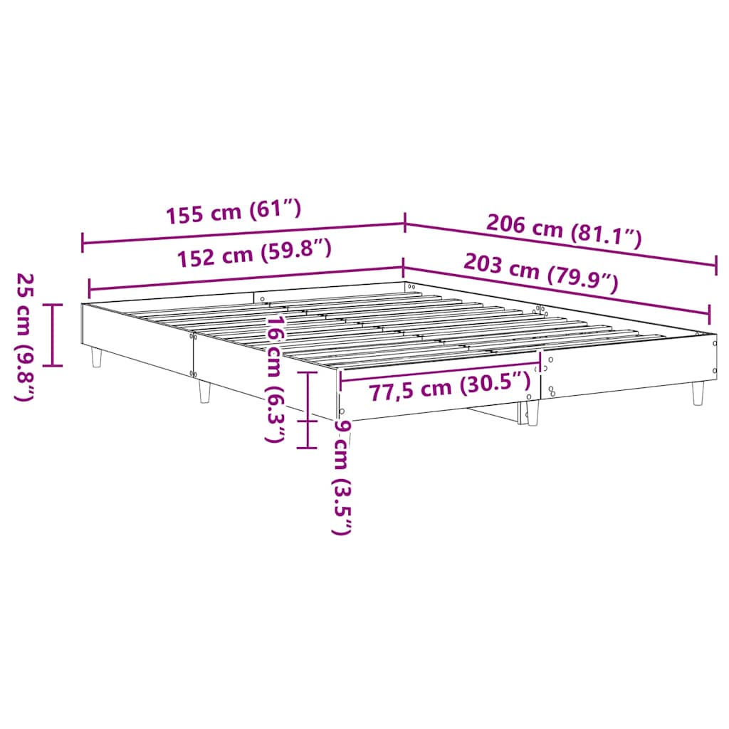 Bed Frame 2 pcs Sonoma 152 x 203 cm Engineered Wood