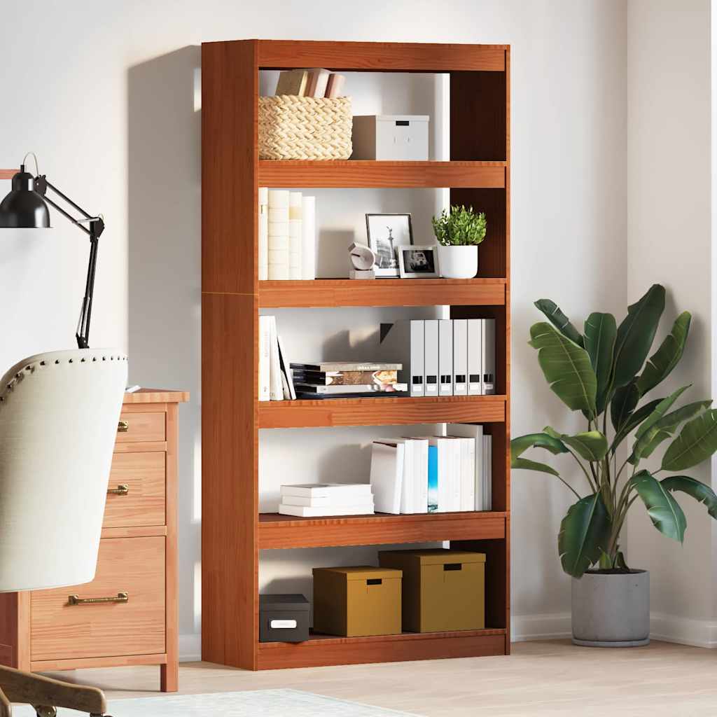 Book Cabinet Wax Brown 80 x 30 x 167.5 cm Solid Pine Wood