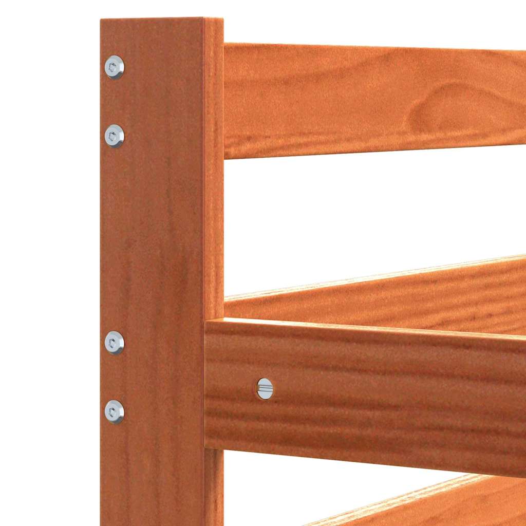 Day Bed with Headboard Wax Brown Solid Pine Wood