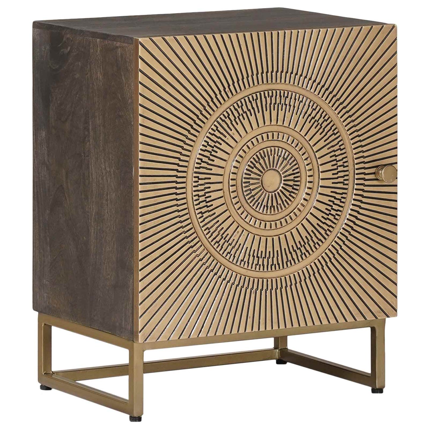 Handmade Bedside Cabinet Brass 40 x 30 x 50 cm Solid Mango Wood