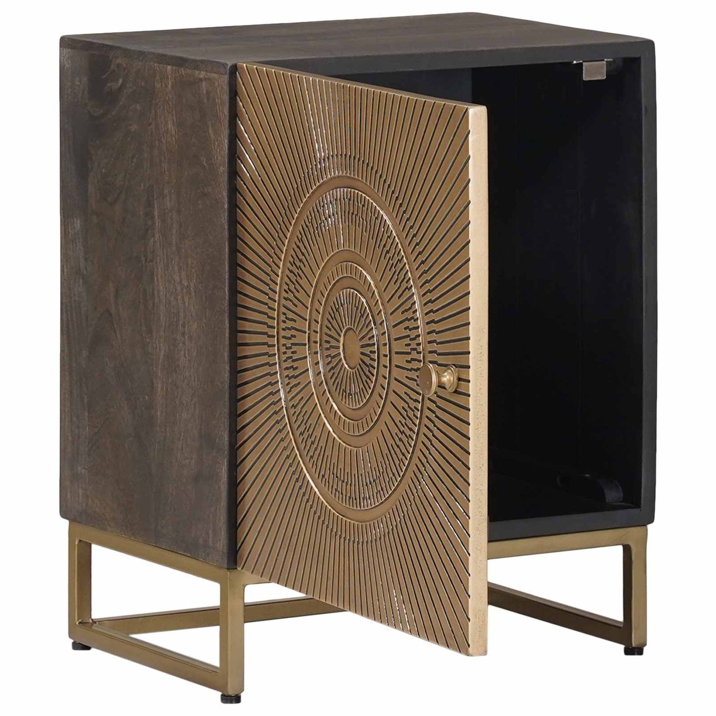 Handmade Bedside Cabinet Brass 40 x 30 x 50 cm Solid Mango Wood