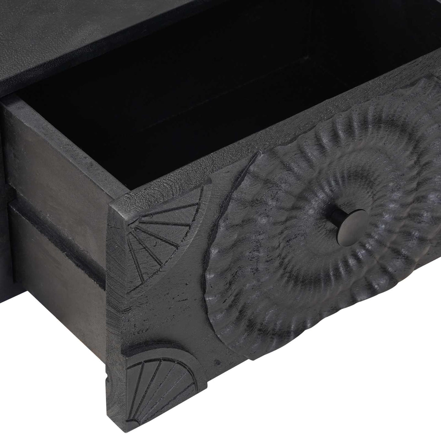Handmade Bedside Cabinet Black 40 x 30 x 20 cm Solid Mango Wood