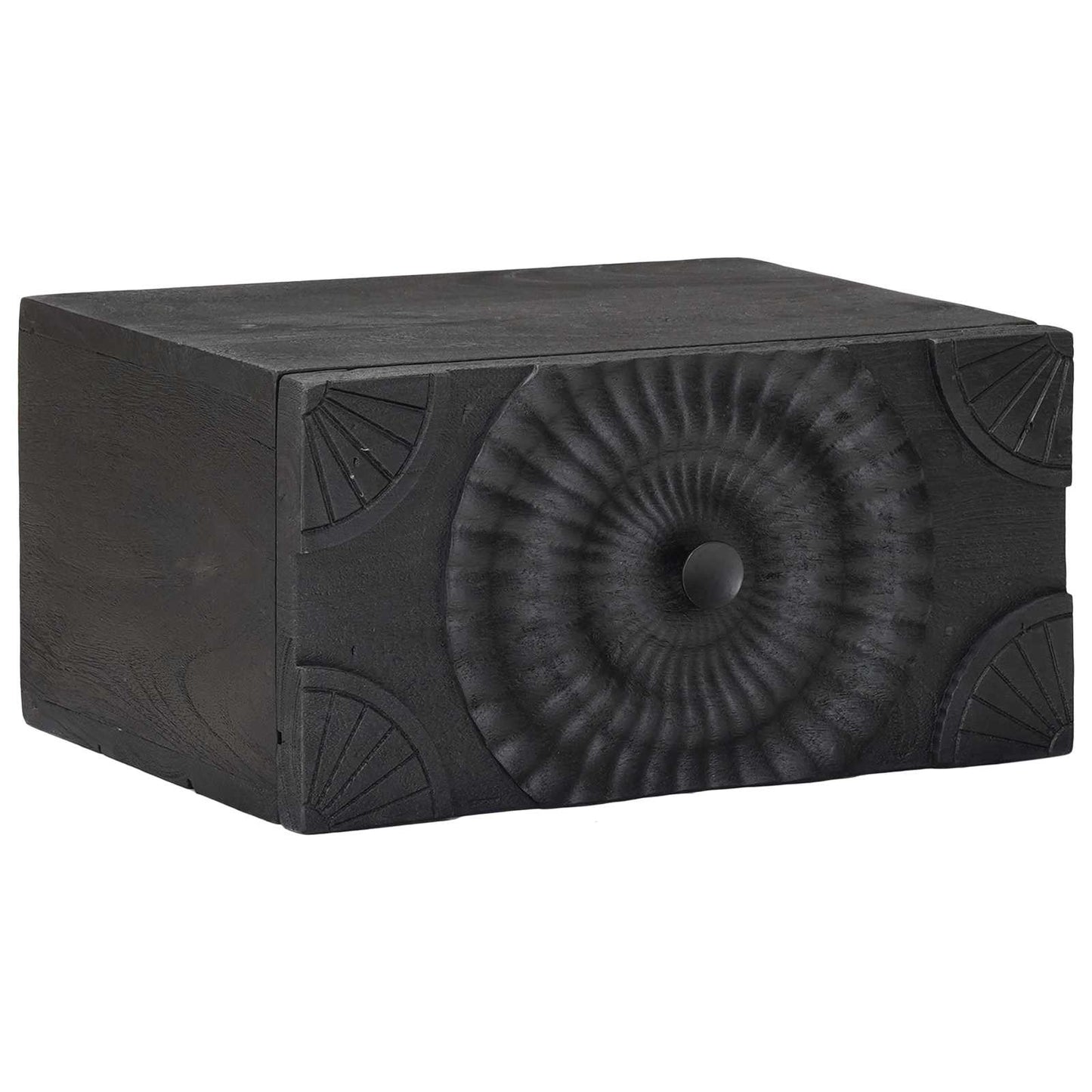 Handmade Bedside Cabinet Black 40 x 30 x 20 cm Solid Mango Wood