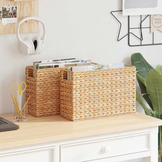 Magazine Baskets 2 pcs Natural 39 x 14 x 25 cm Water hyacinth