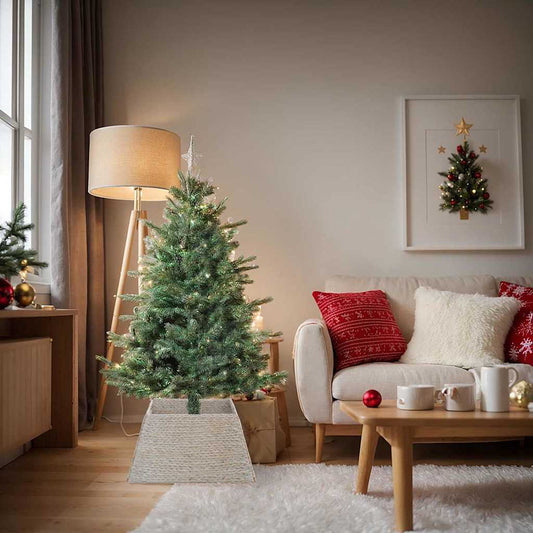 Christmas Tree Collar White 70 x 70 x 28 cm Water hyacinth
