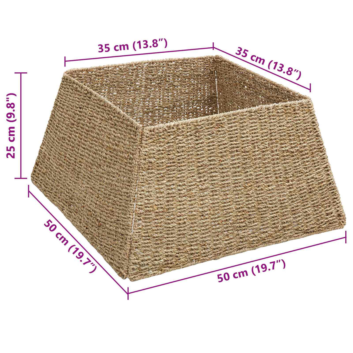 Christmas Tree Collar Square Brown 50 x 50 x 25 cm Seagrass