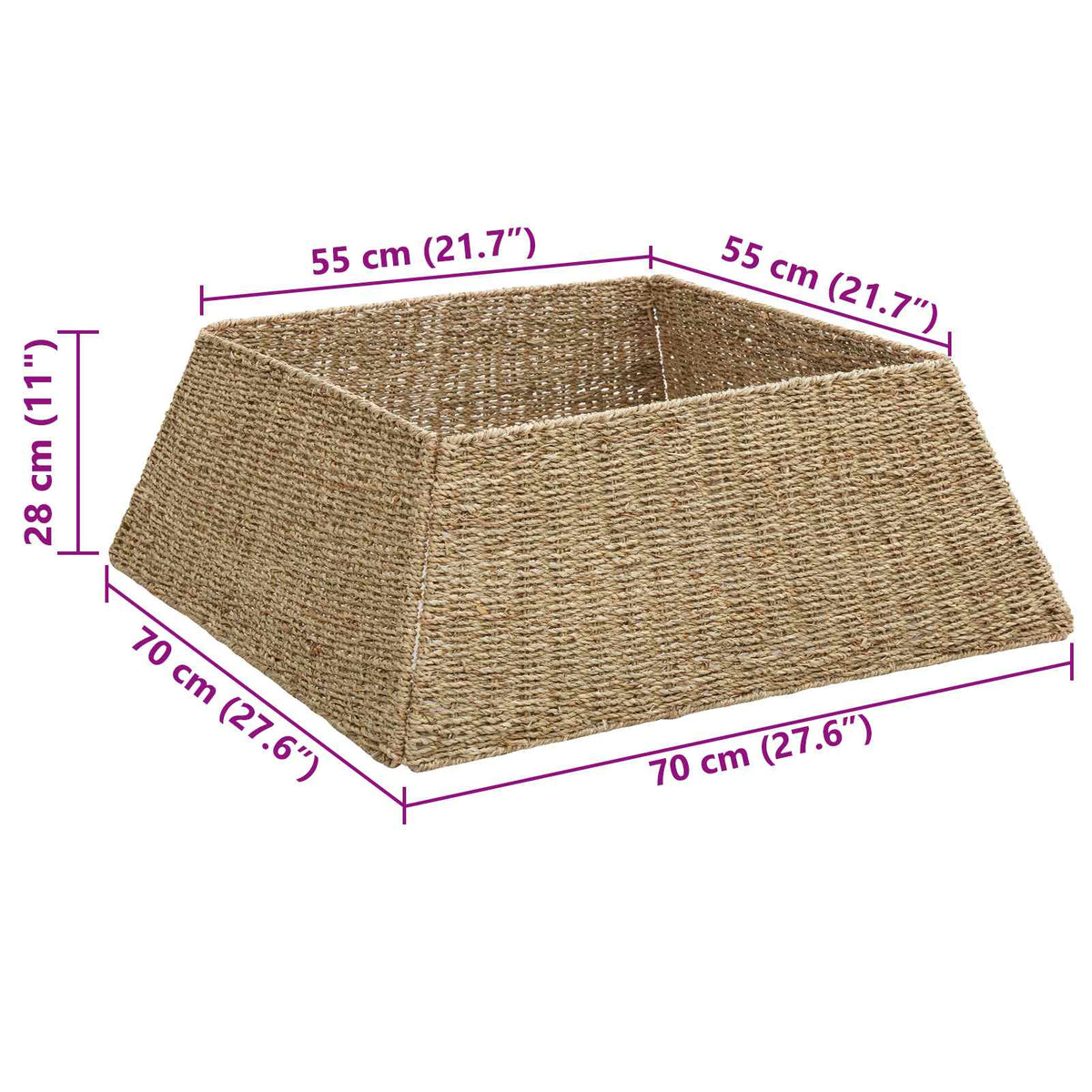 Christmas Tree Collar Square Brown 70 x 70 x 28 cm Seagrass