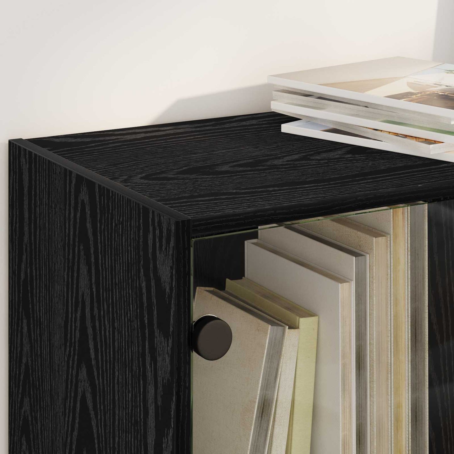 Highboard Black Oak 68 x 37 x 142 cm Engineered Wood