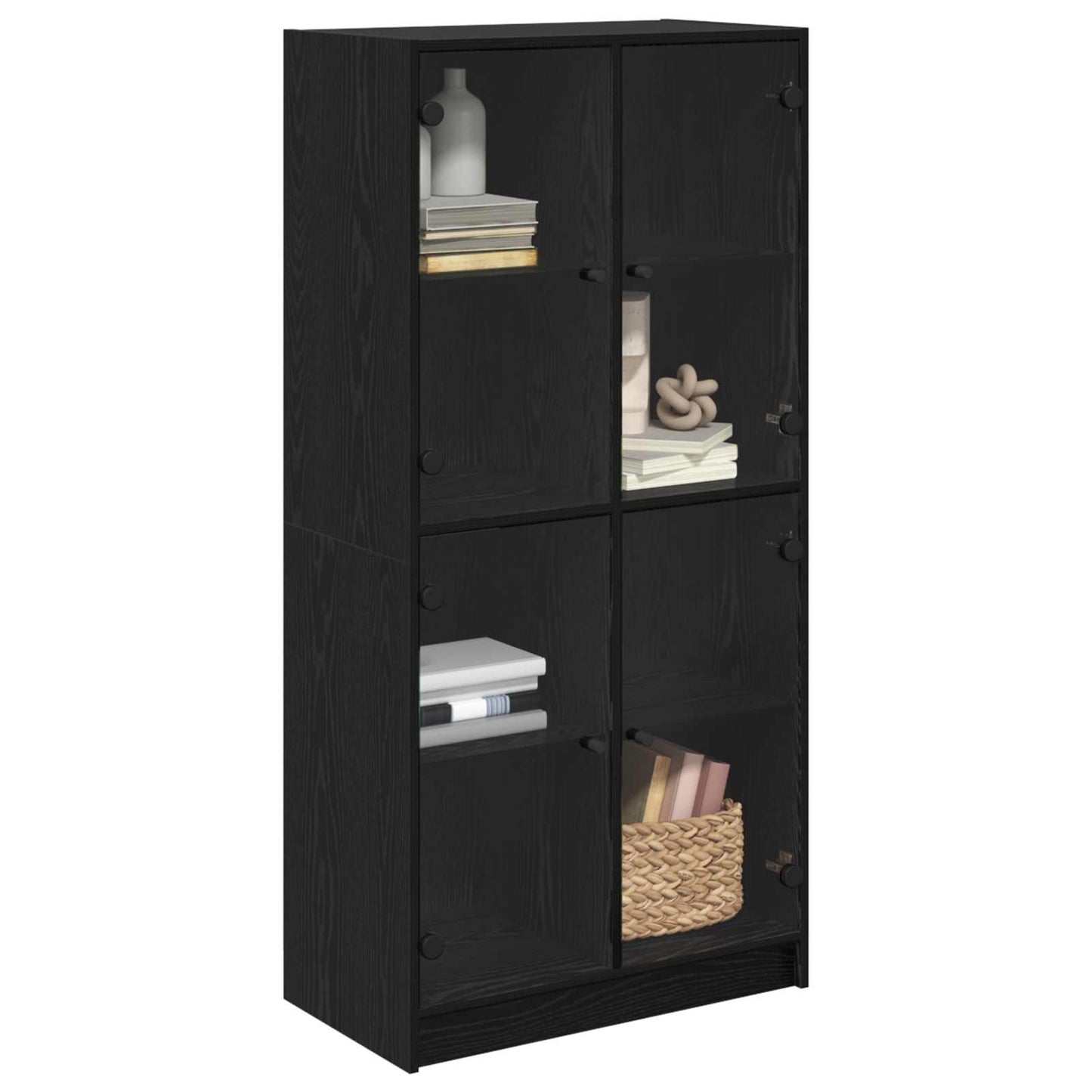 Highboard Black Oak 68 x 37 x 142 cm Engineered Wood