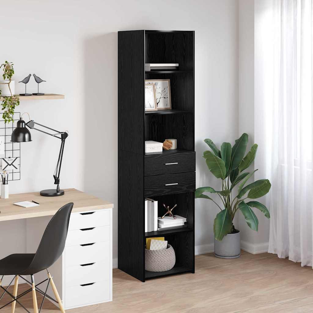 Highboard Black Oak 45 x 42.5 x 185 cm Engineered Wood