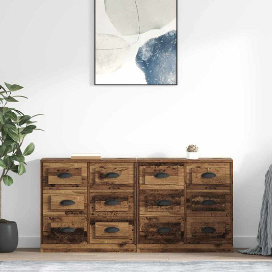 Sideboards 2 pcs Old Wood 70 x 35.5 x 67.5 cm Engineered Wood