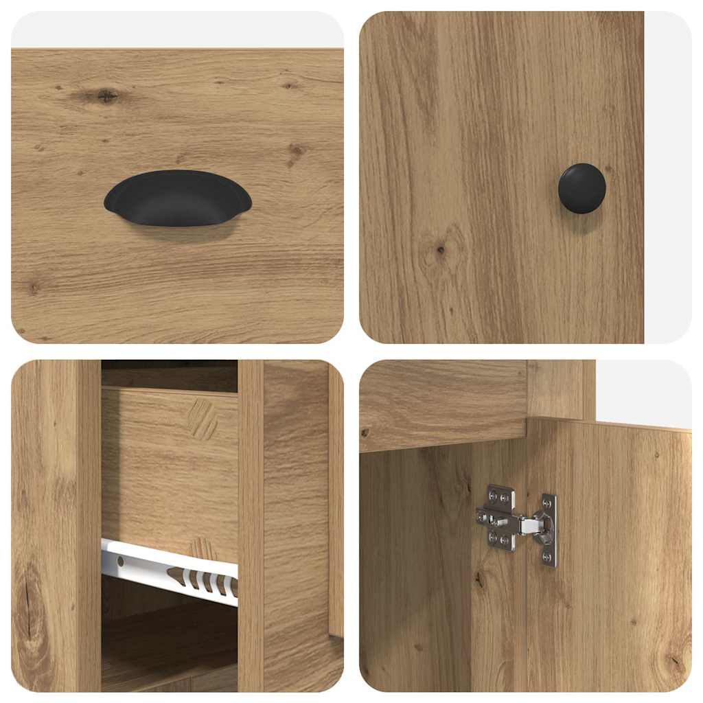 Desk with Cabinet Artisan Oak Engineered Wood