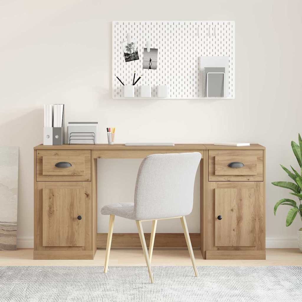 Desk with Cabinet Artisan Oak Engineered Wood