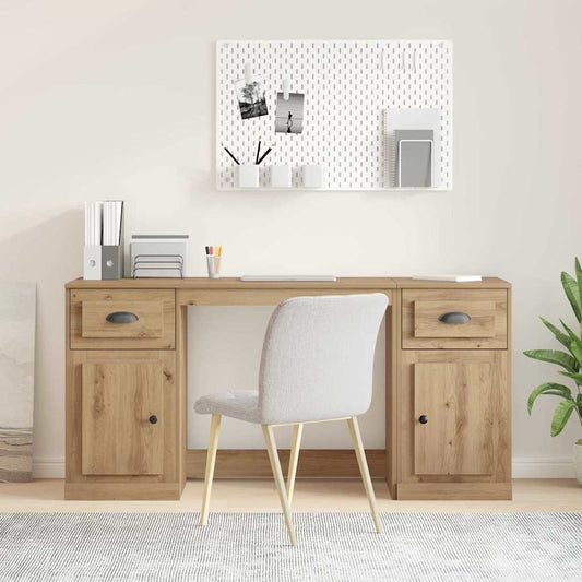 Desk with Cabinet Artisan Oak Engineered Wood